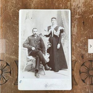 Antique Cabinet Card Husband Wife Couple Fashion Photo Ont Canada Lace Collar